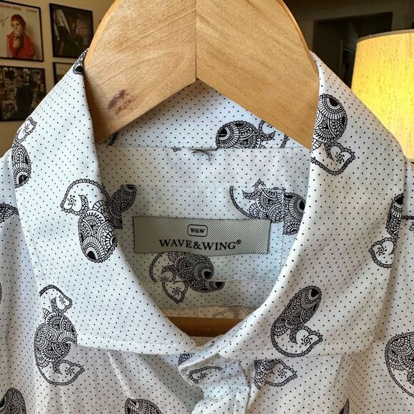 Wave & Wing Mens Patterned Shirt 15.5 - Picture 2 of 5